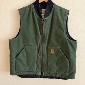 Carhartt Olive Green Zip-Front Work Vest Men’s Size XL